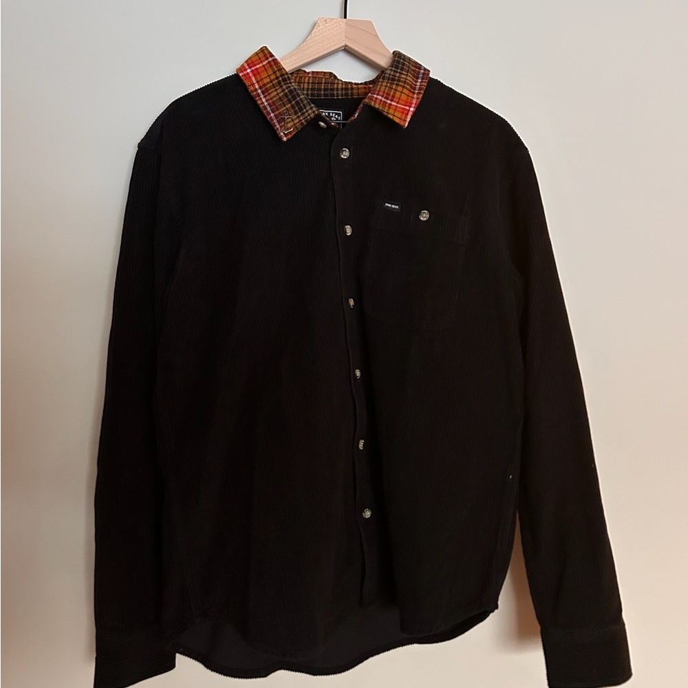 Men's Black Corduroy with Plaid Collar - Dark Seas Trailhead Jacket